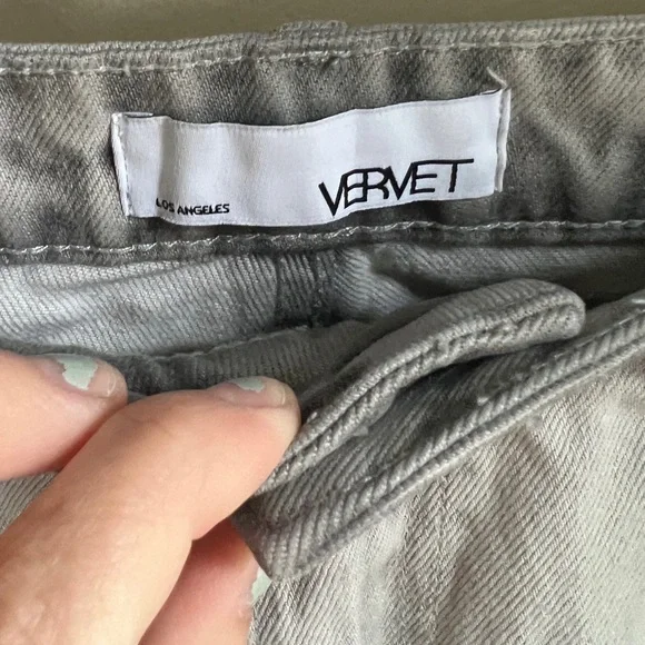 Vervet Ripped Distressed Light Grey Washed Crop Cut Off Baggy Jeans 30 - Picture 12 of 14